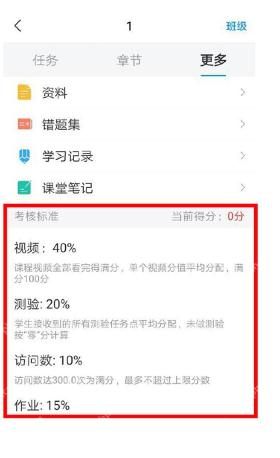 学习通课程考核比例页面