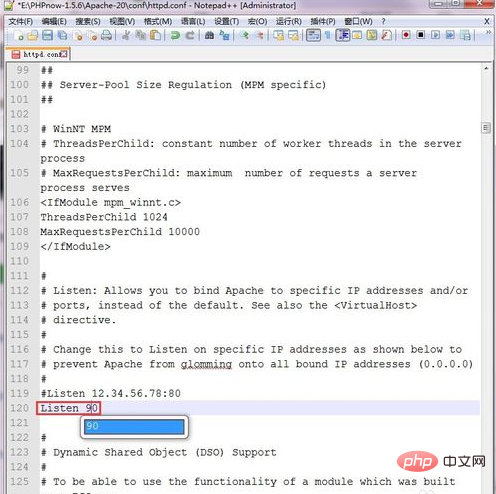 How to modify apache port