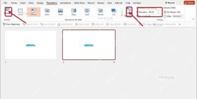PowerPoint 平滑切换界面中的 Preview 和 Effect Options 区域,用于预览并调整智能动画