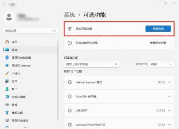 Win11 可选功能页面点击查看功能