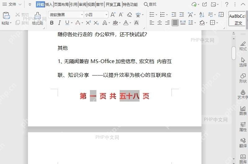 修改文档页码字体的大小和效果结果检查