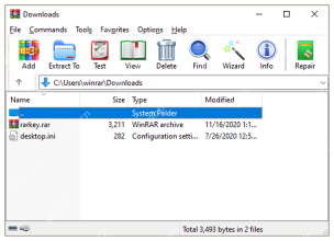 WinRAR Windows 主窗口已经显示压缩包内容列表,对应双击压缩包后由 WinRAR 打开。