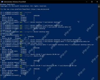 PowerShell 中停止 WSL 并查看发行版列表