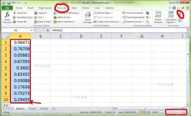 Excel A1 到 A10 区域填充 RAND 公式后生成多行随机小数的步骤图