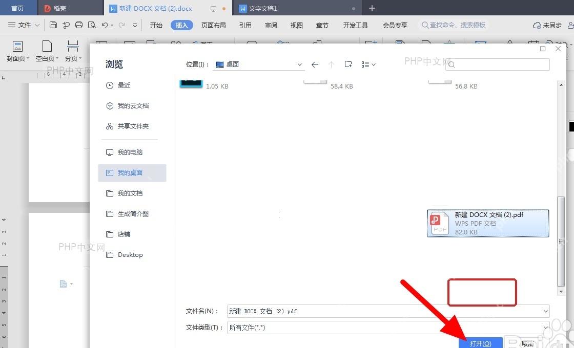 文件选择窗口中选中PDF文件并点击打开