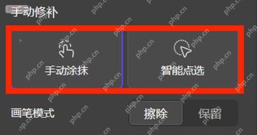 WPS 手动修补区域中手动涂抹和智能点选按钮