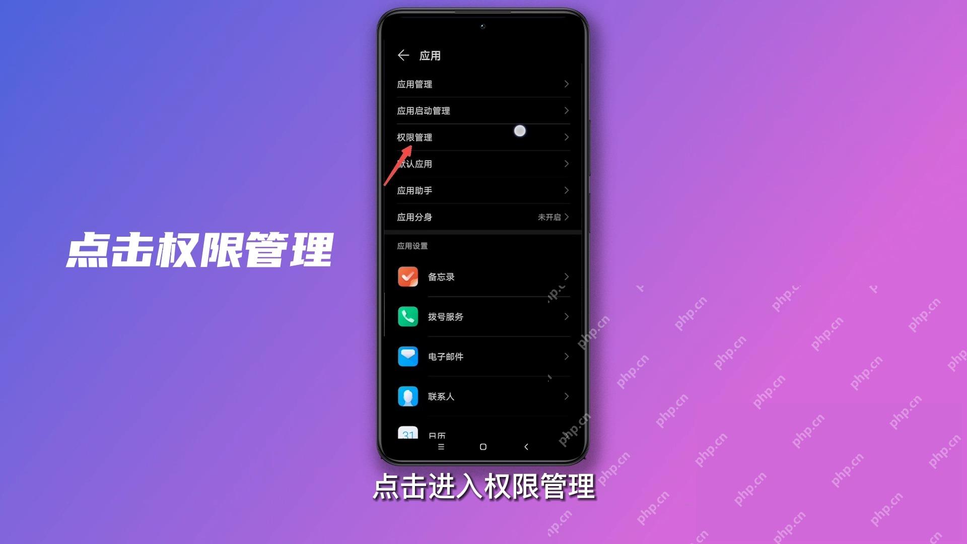 手机系统应用页权限管理入口