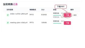 PDF 转 PPT 完成记录与下载入口