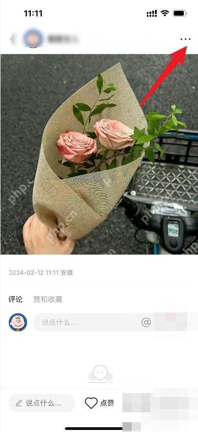 小红书 iOS 笔记详情页右上角更多按钮,用于打开已发布笔记编辑入口