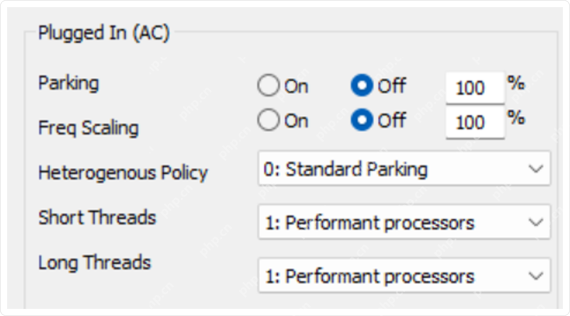 ParkControl 插电模式下 Parking 和 Freq Scaling 完整区域。