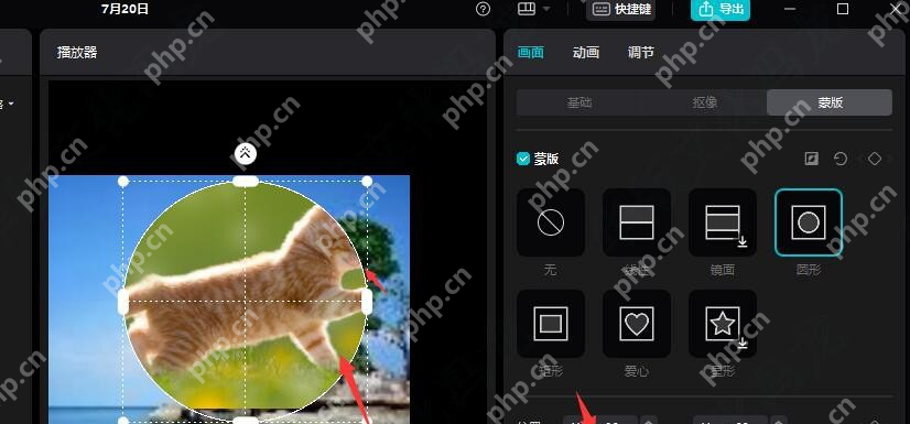 圆形蒙版在预览区覆盖素材