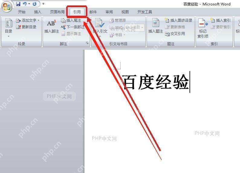 Word 切换到引用选项卡