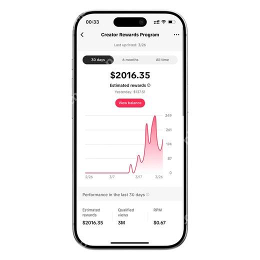 TikTok APP 创作者奖励计划界面
