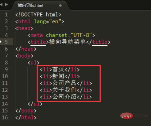 So führen Sie eine horizontale HTML-Navigation durch