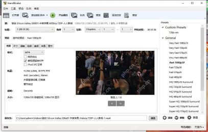 HandBrake Windows预设栏中Custom Presets分类与已有自定义预设名称的操作截图