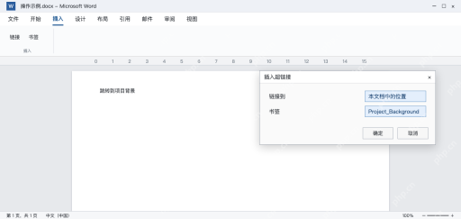 模拟 Word插入超链接指向本文档中的Project_Background书签
