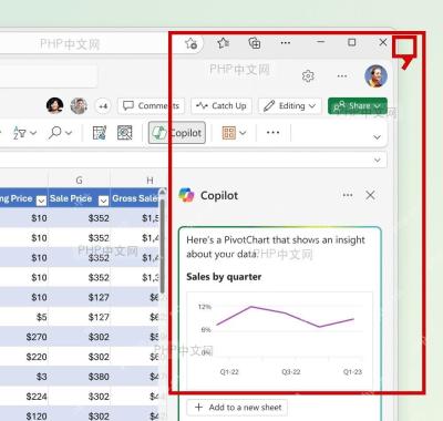 Excel 右侧任务窗格关闭按钮位置,保留面板和工作表上下文
