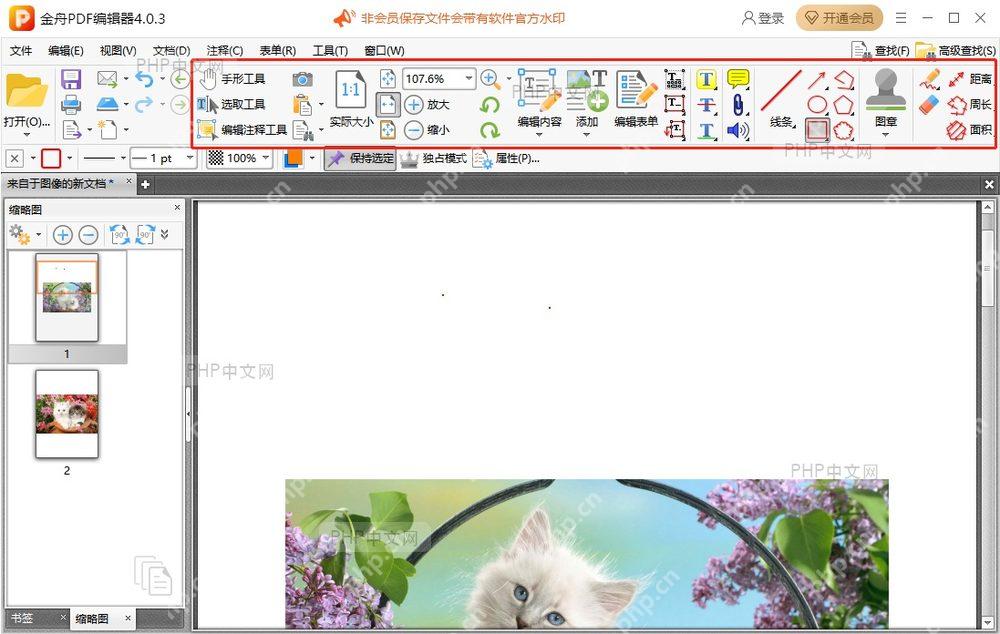 PDF图片编辑工具面板显示裁剪和替换选项