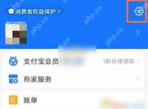 支付宝我的页面点击右上角设置