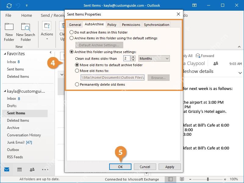 Outlook 文件夹属性里的 AutoArchive 选项卡