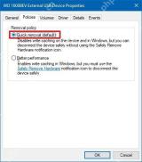 Win10 外接 USB 磁盘策略页选择 Quick removal