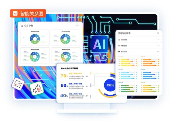 OfficePLUS 智能关系图界面显示项目个数、调整数值和更改颜色选项