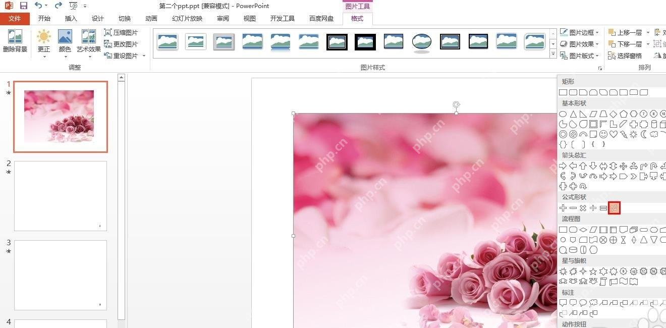 PowerPoint裁剪菜单中的填充和适应选项