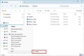 Win11 在 Libraries 上右键新建 Library