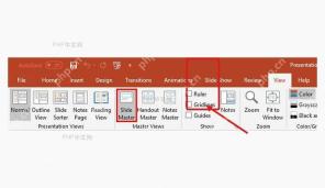 PowerPoint 视图选项卡中幻灯片母版入口被标出