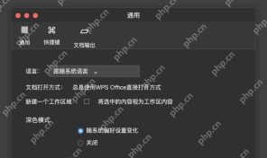 模拟 WPS Office for Mac:在通用里选择跟随系统