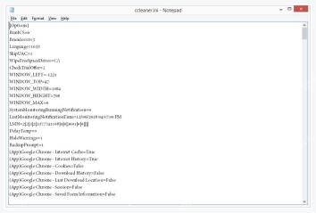 Windows 电脑端记事本中打开的 ccleaner.ini 清理配置内容