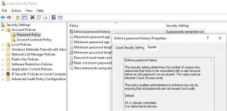 Win10 Enforce password history 属性说明窗口