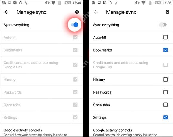 Chrome Android 管理同步项目