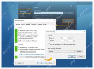 Bandicam Windows 常规高级选项中的自动录制设置