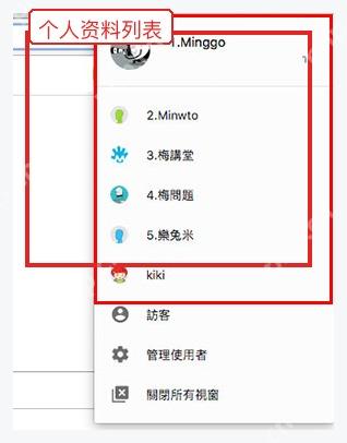 Chrome 个人资料切换菜单中的多个用户头像列表