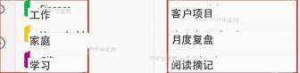 OneNote 导航区域中分区列和页面列的结构