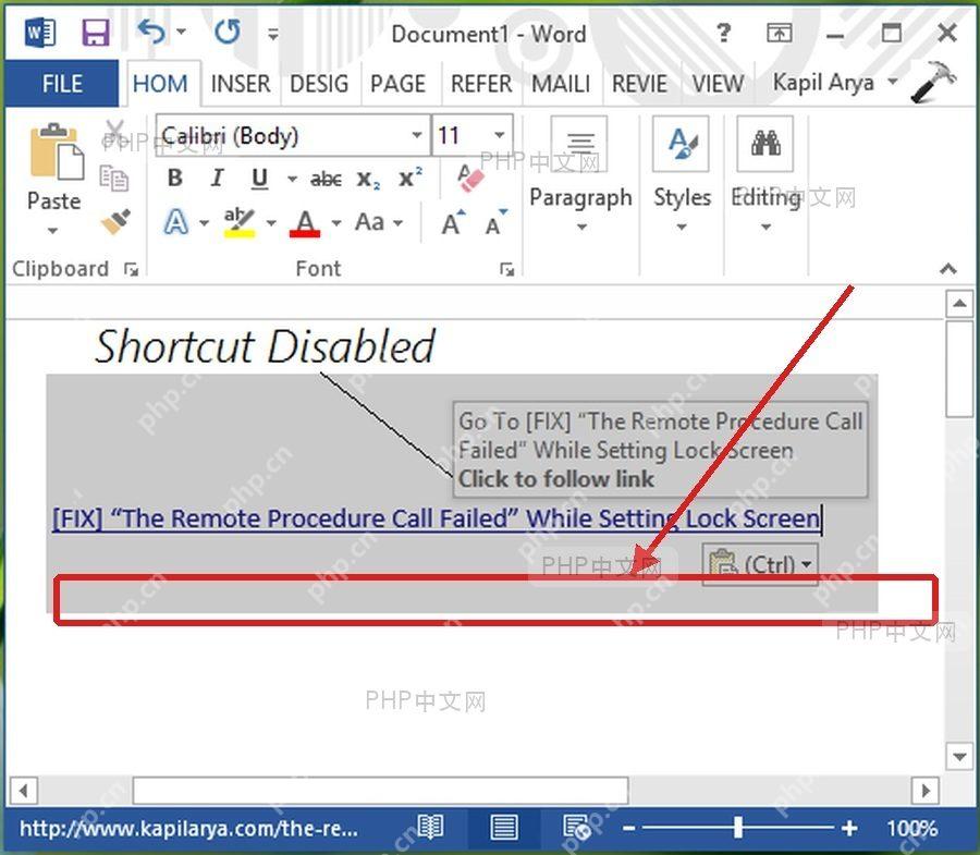 Word 文档中按住 Ctrl 单击超链接打开