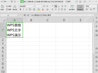 WPS表格开始选项卡中开启自动换行后单元格内容分多行显示