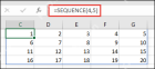 Excel 中 SEQUENCE 函数生成 4 行 5 列连续数字