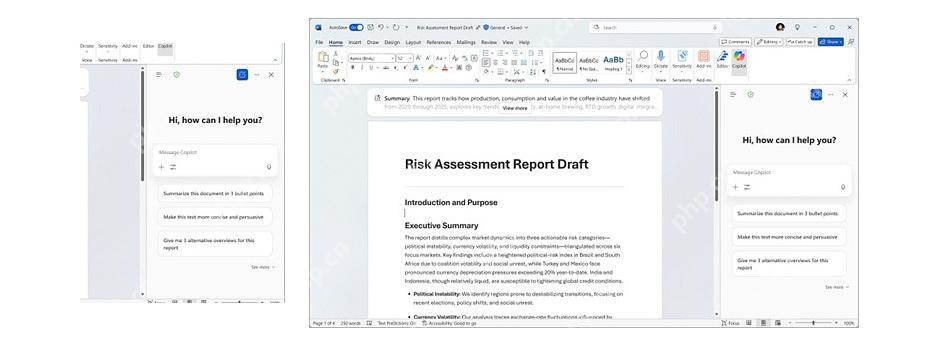 Word Copilot 面板输入提示词并生成段落结果