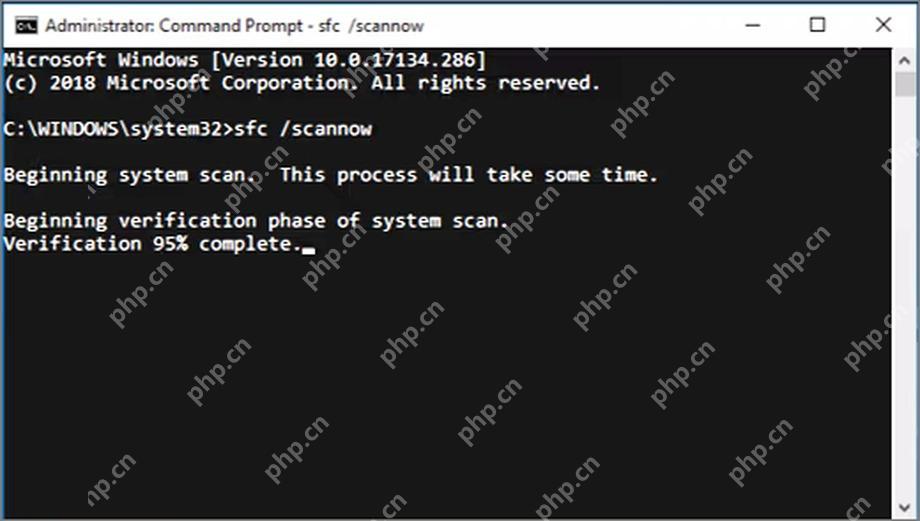Win10 管理员命令提示符运行 sfc scannow 扫描系统文件