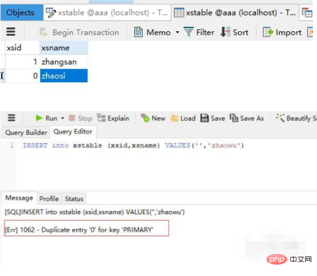 How to set the primary key and auto-increment of data table in mysql