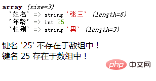 지정된 키 이름/값이 있는지 확인하는 방법을 학습하는 PHP 배열