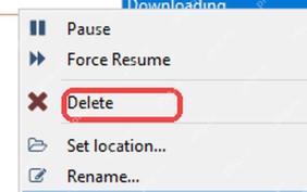 qBittorrent 右键菜单中的 Delete 用于移除任务记录