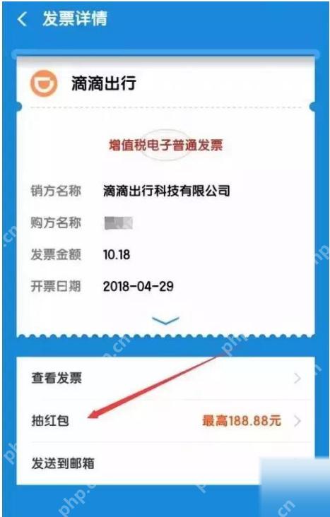 滴滴出行电子发票详情页面用于查看开票记录