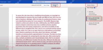 Word 历史版本预览页中选中一个旧版本并显示 Restore 按钮