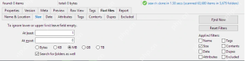 XYplorer Find Files 的 Size 条件页