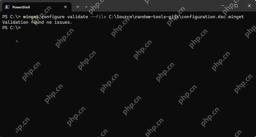 Win11 PowerShell 运行 winget configure validate 并显示验证无问题