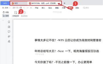 WPS PDF 已打开待加密文件，顶部标签栏显示 PDF 文件名，服务于第一步打开文件