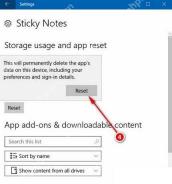 Win10 Sticky Notes 高级选项重置确认框提示永久删除应用数据